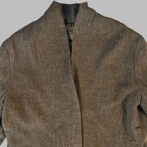 Eileen Fisher Wool Jacket S Oversized Chocolate Blazer 100% Wool Cupro Lining